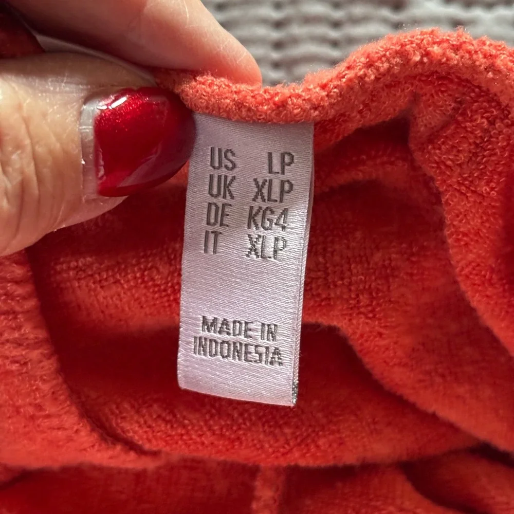 AnyBody Lg Petite Coral Soft Knit Crop Lounge Pants Wide Leg Tulip Hem Pocket